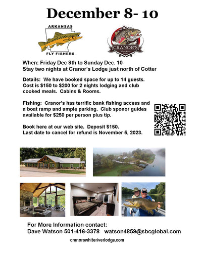 Deposit for AFF’s December 8-10, 2023 White River Trip to Cranor’s Lodge
